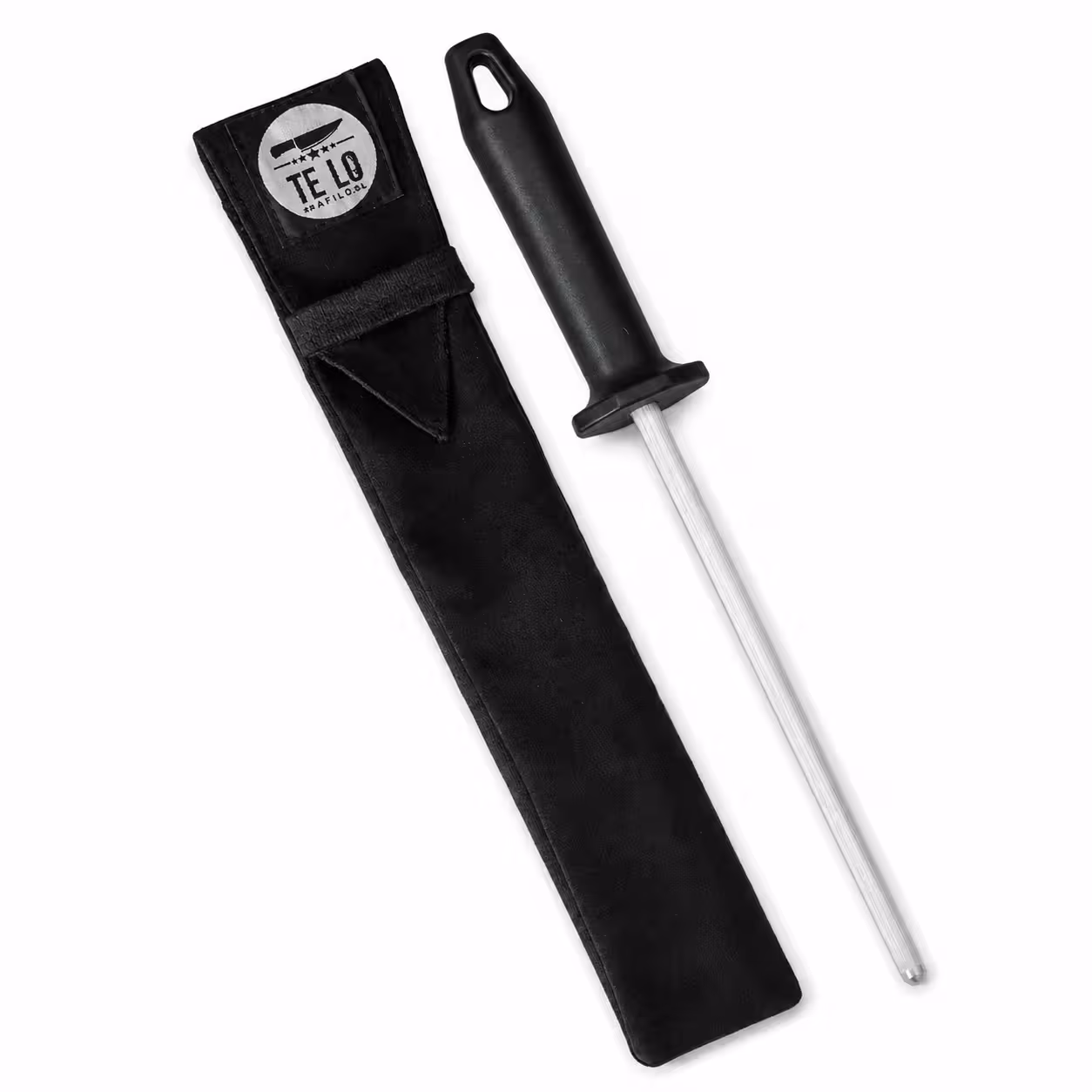 Chaira profesional de acero de 20 cm con funda de transporte TeLoAfilo