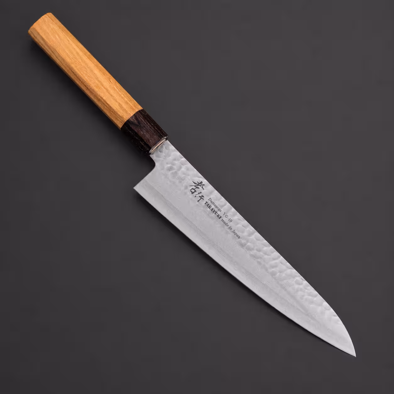 Cuchillo Gyuto japones Sakai Takayuki 210 mm acero Damasco VG10 mango Keyaki